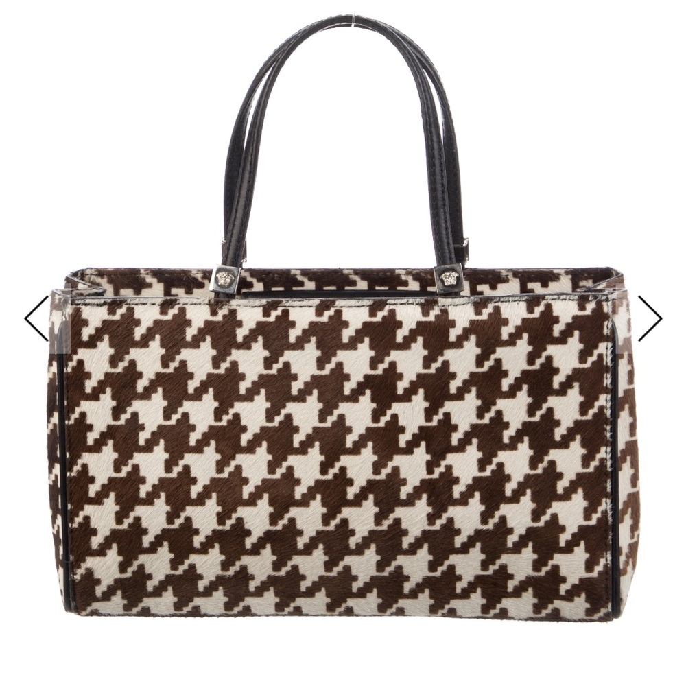 Pony hair Brown and White Houndstooth Purse